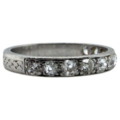 Vintage Graviert Platin Diamant Hochzeit Band Größe 6