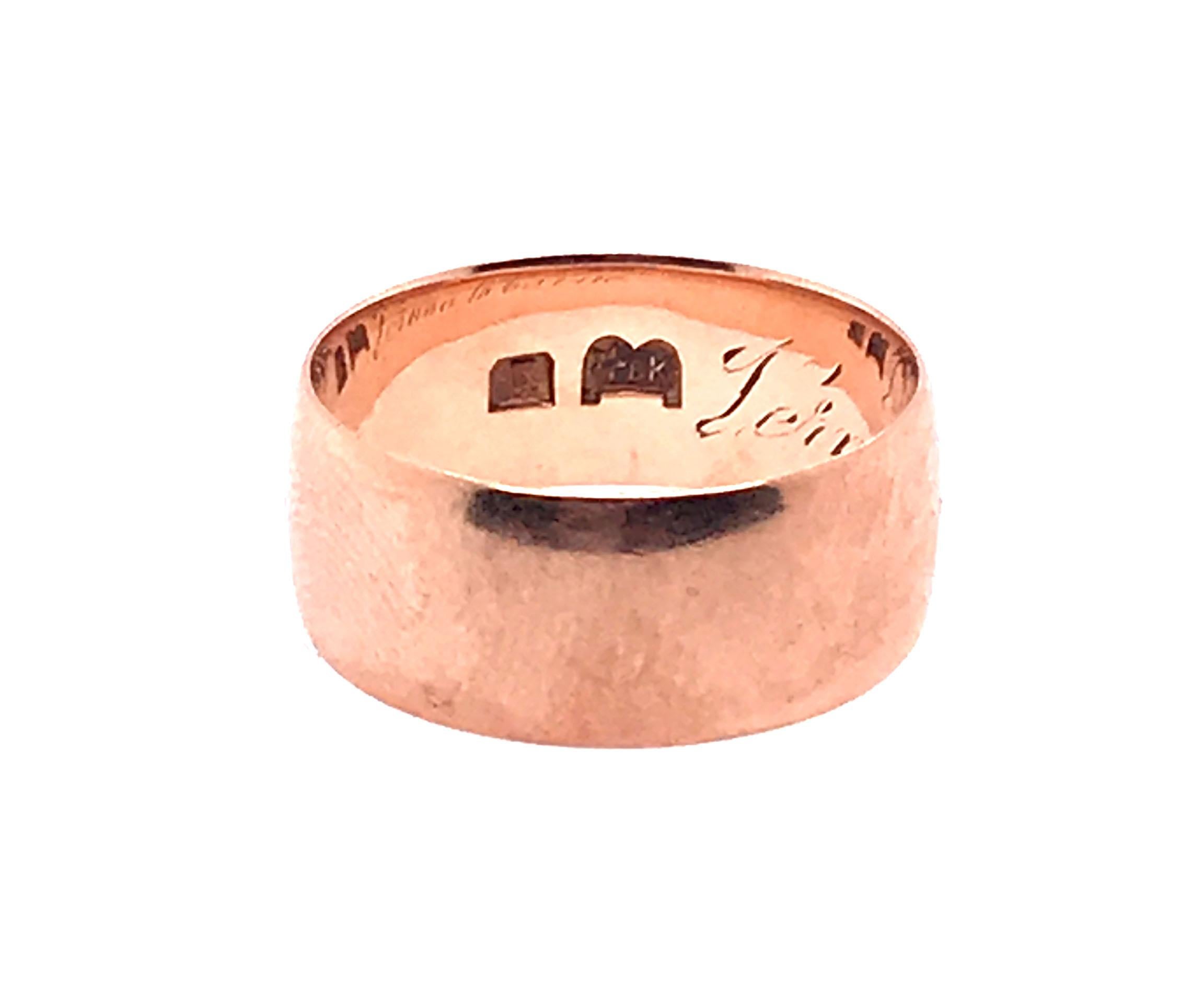 Georgianischer Hochzeitsring mit 8,3 mm breitem Original 1800''s Antike 8K im Zustand „Gut“ in Dearborn, MI