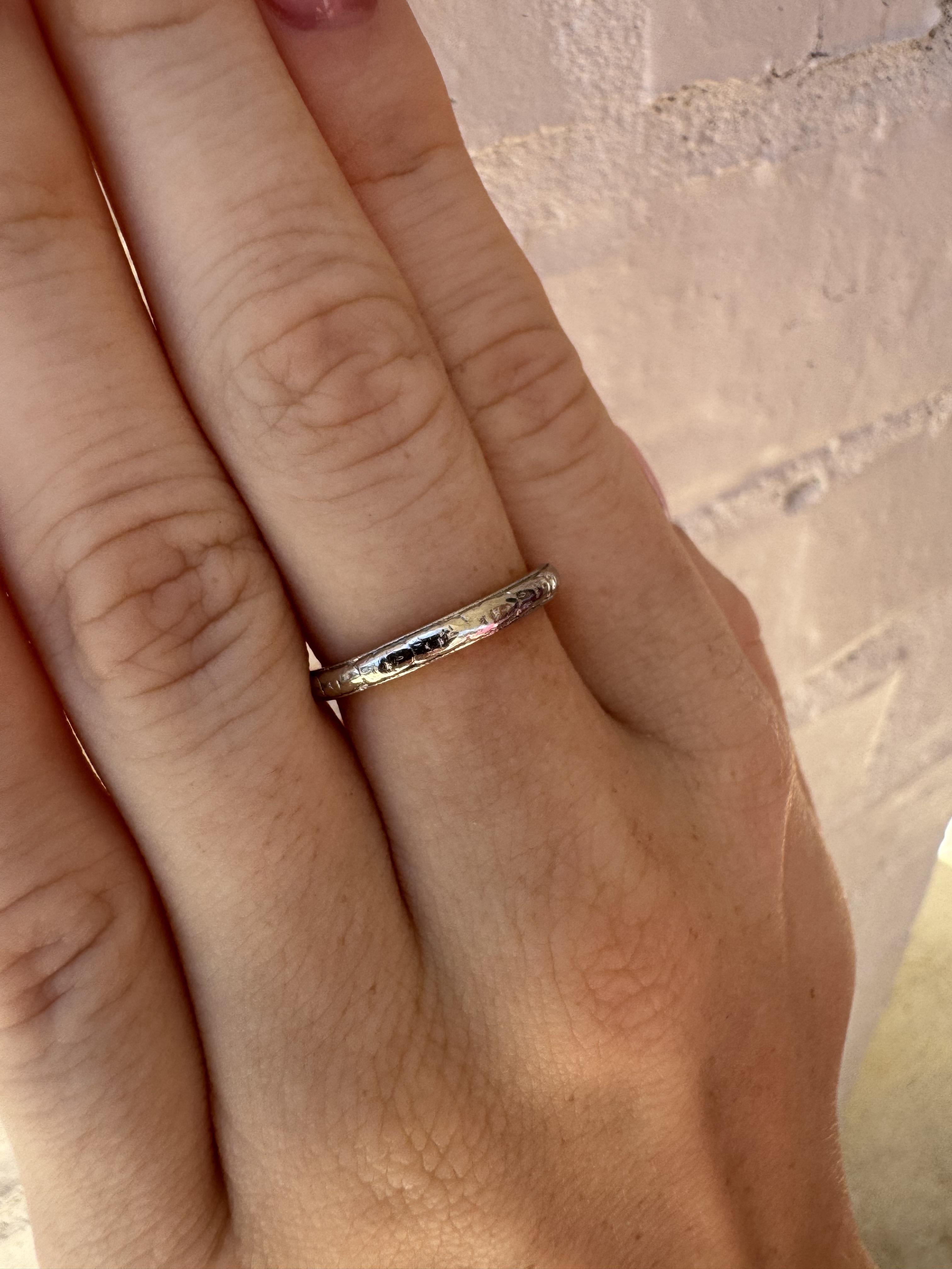 Lovely piece of vintage history!

Ring Details:
Two Toned Design
Shank Width: 2.5mm
Height: 2mm
Weight: 3.7 Grams
Finger Size: 6
Sizing Options Available

Item: 768TMV8-AKZ
