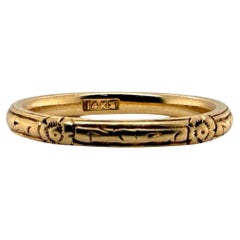Fascia nuziale incisa vintage misura 6,5 in oro giallo 14K