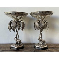 Vintage Engraves PalmTree Epergenes - A Pair