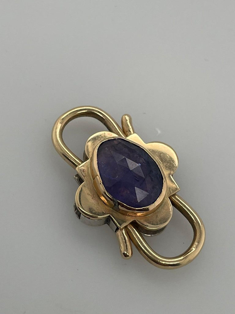 vintage Enhancer clasp with antique cut gemstone 18ct yellow and white ...
