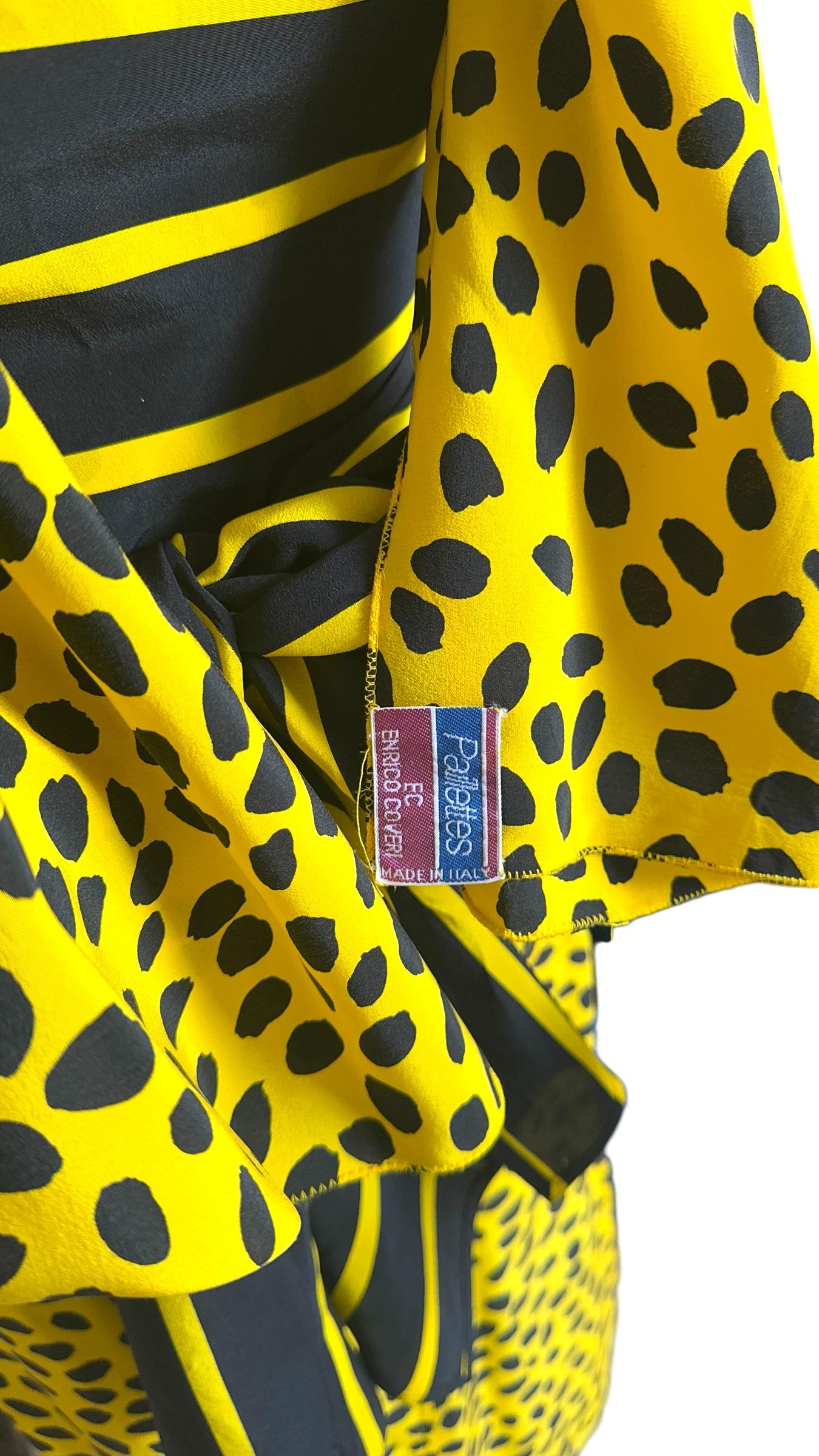 Vintage Enrico Coveri Pailletten Gelb und Schwarz gemustert dreiteiliges Set im Angebot 5