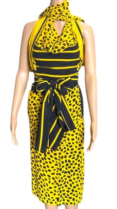 Vintage Enrico Coveri Paillettes Yellow and Black Patterned Three-Piece Set