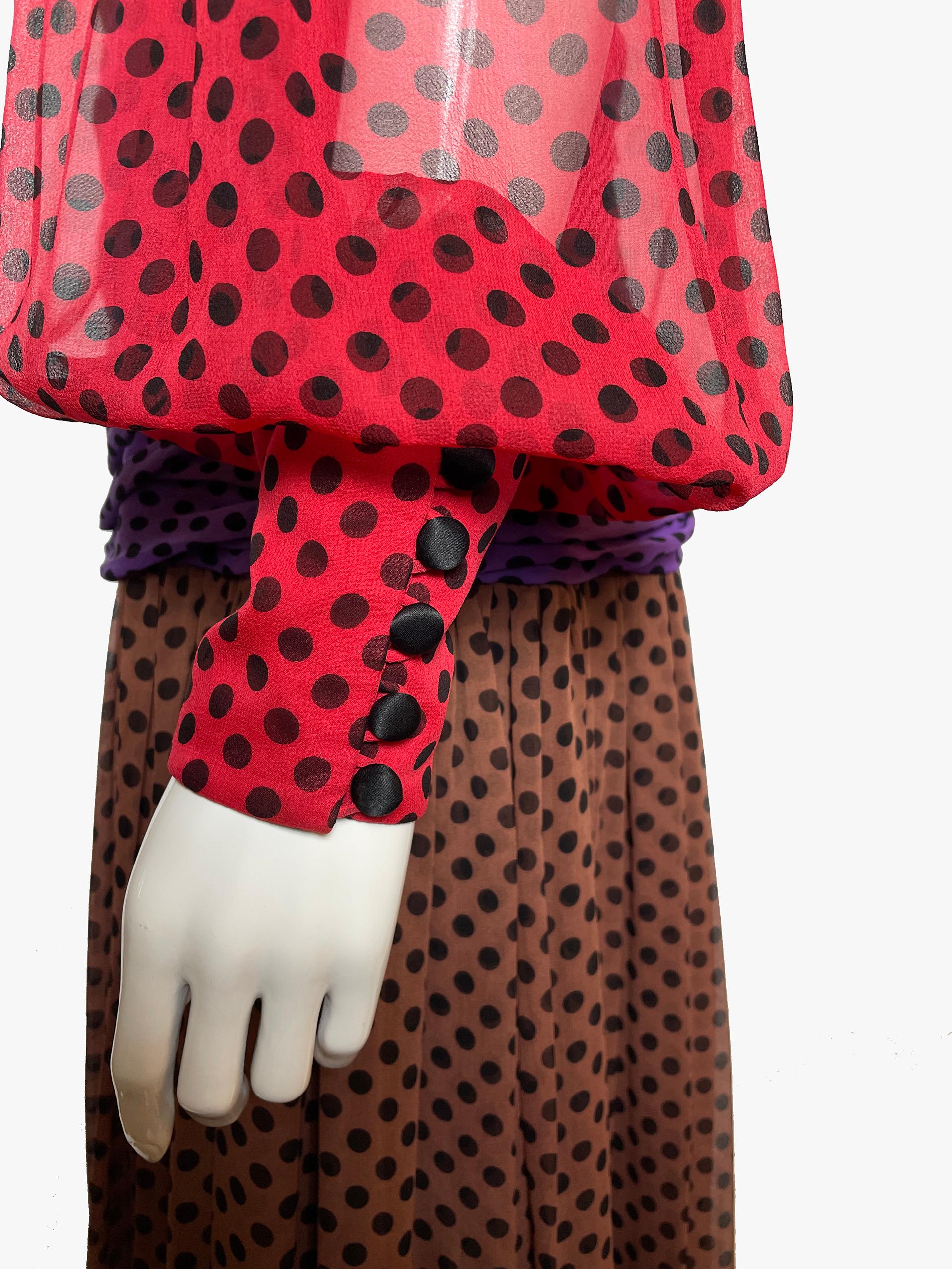 Vintage Enrico Gelini Silk Polka Dot Dress, 1980s In Good Condition For Sale In New York, NY