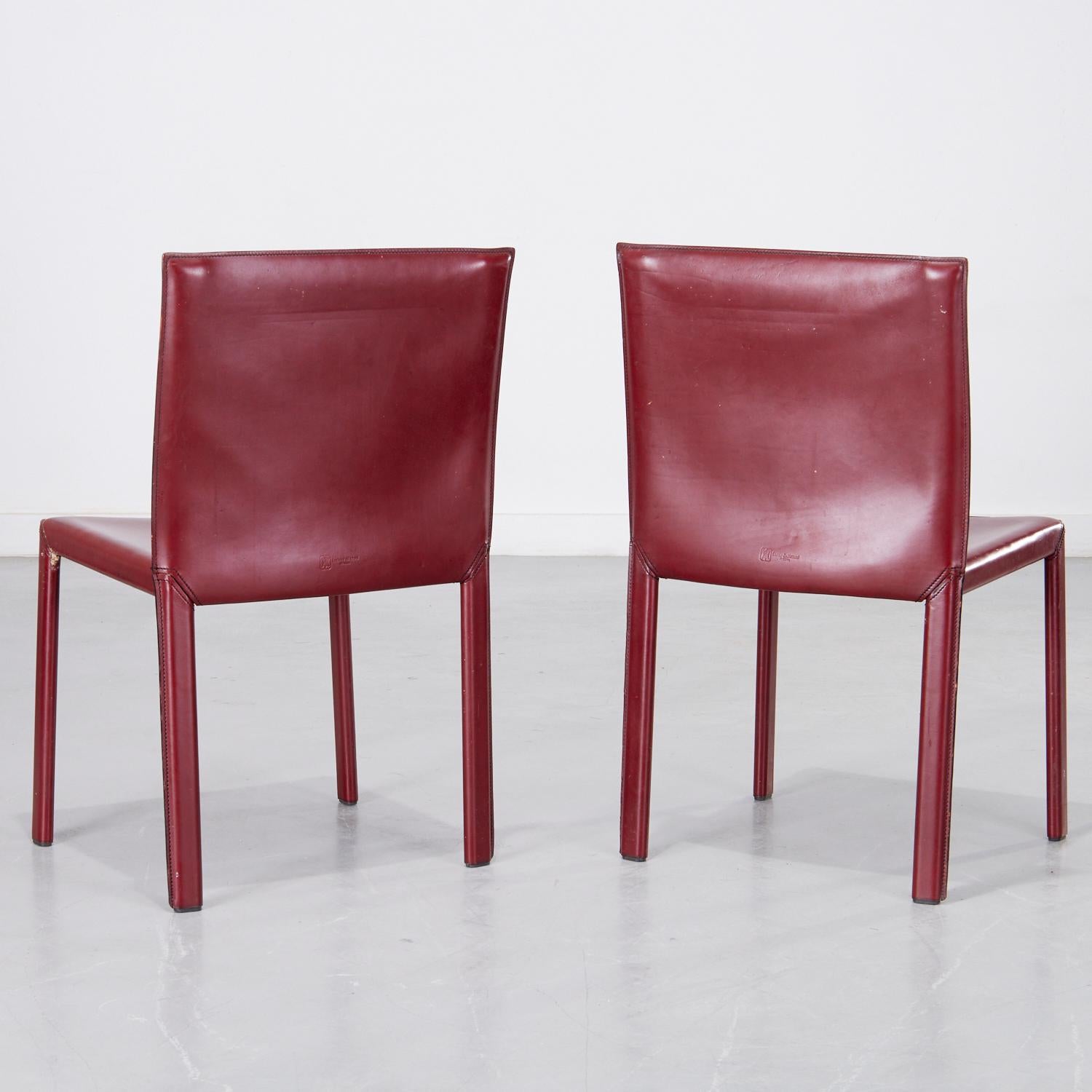 Enrico Pellizzoni - Vintage  Paire de chaises d'appoint 'Pasqualina' en cuir Bon état - En vente à Morristown, NJ