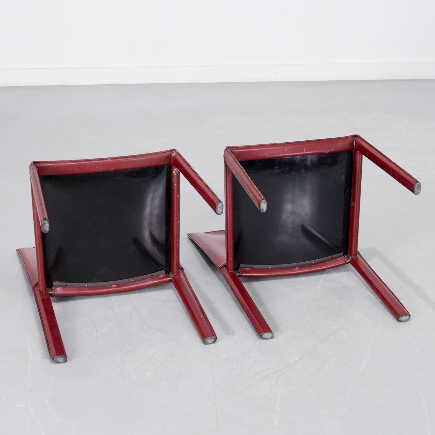 Late 20th Century Vintage Enrico Pellizzoni,  Leather 'Pasqualina' Side Chairs - A Pair For Sale