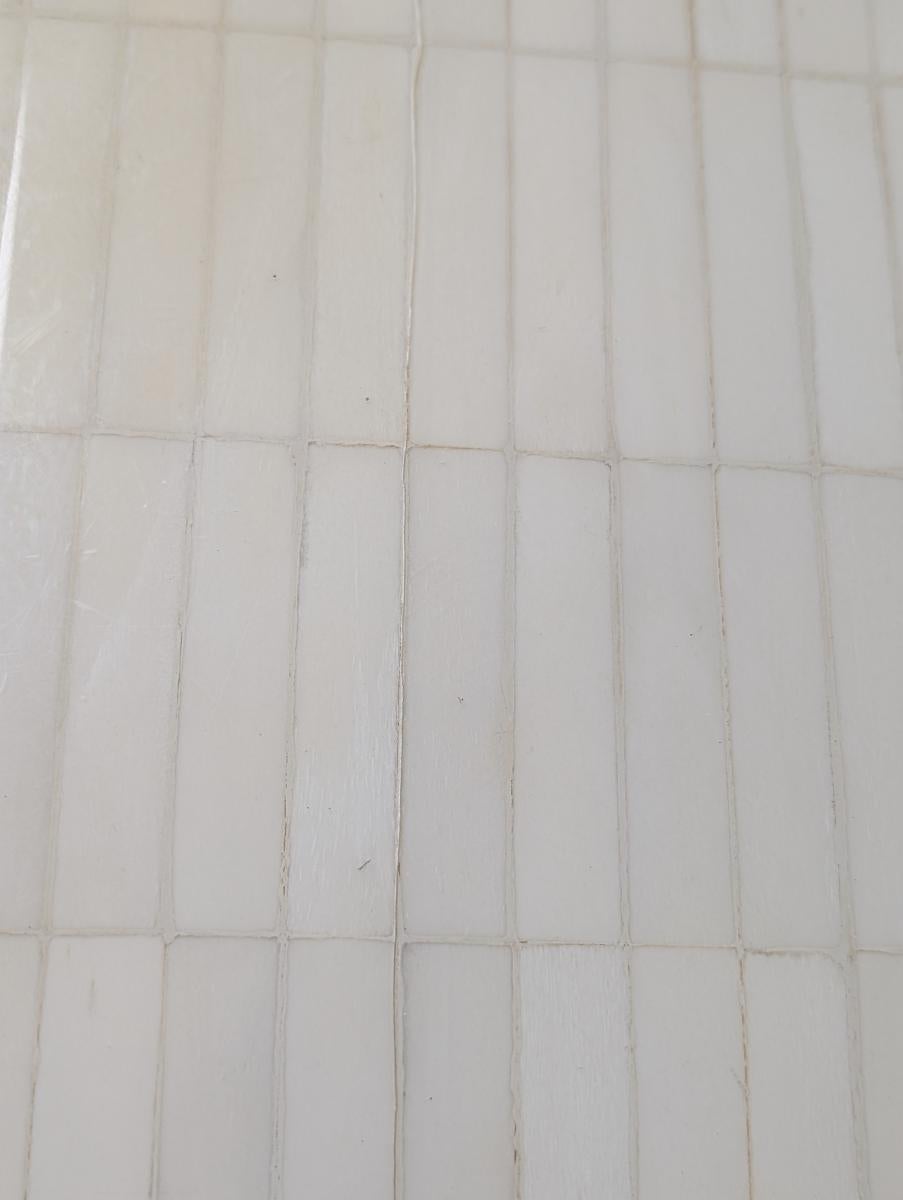 Vintage Enrique Garcel Tessellated Bone Console Table, 60″ Long In Good Condition For Sale In Oakwood, GA