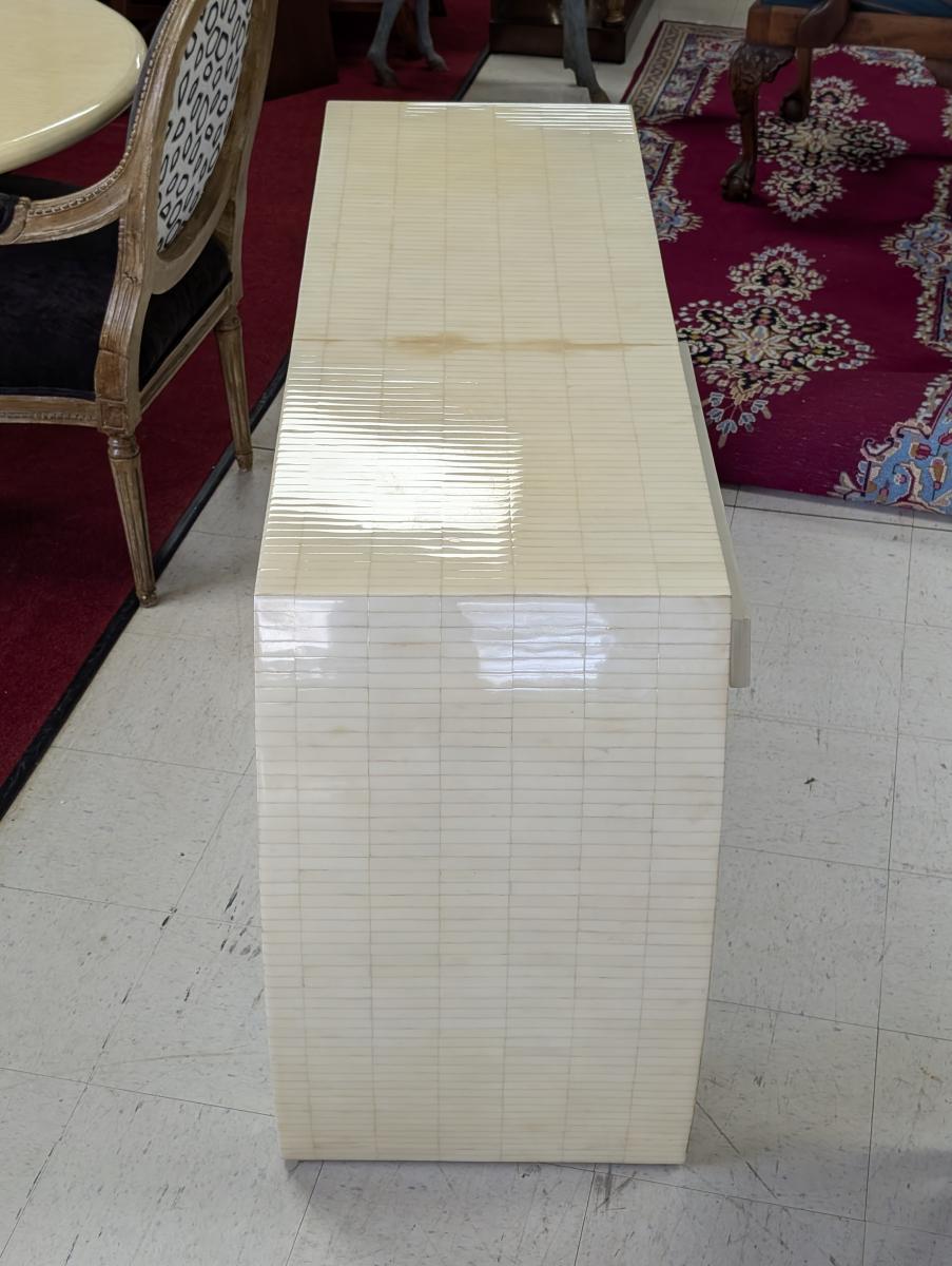Vintage Enrique Garcel Tessellated Bone Console Table, 60″ Long For Sale 1