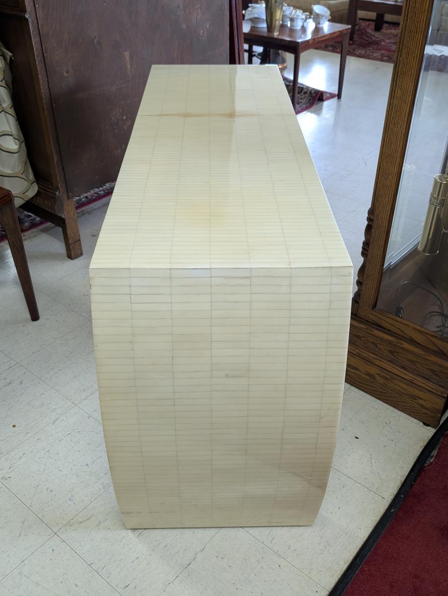 Vintage Enrique Garcel Tessellated Bone Console Table, 60″ Long For Sale 2