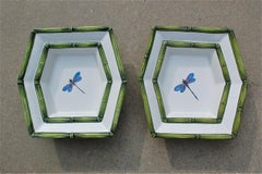 Vintage Entertaining Bowls with Bamboo and Dragonfly Decoration, 1970s, Italy
