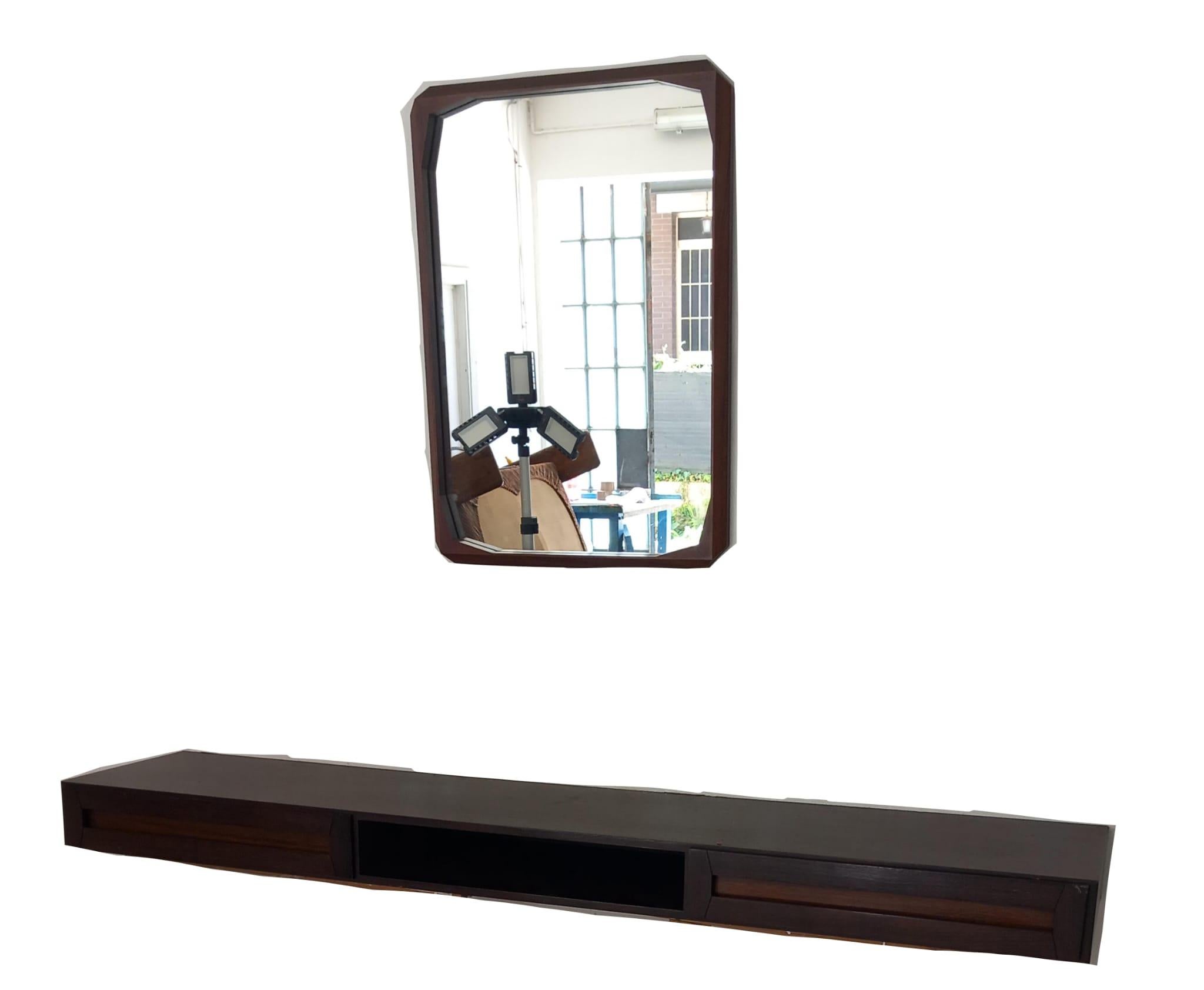 Vintage Entryway Set – Wall Console & Mirror , 1960s Moderno de mediados de siglo en venta