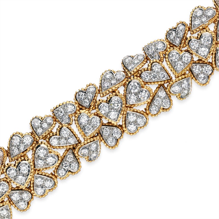 Vintage Van Cleef and Arpels 'Entwined Diamond Hearts' Bracelet at 1stDibs
