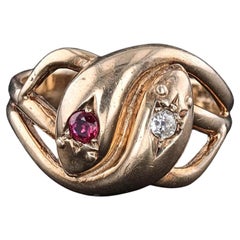 Anillo vintage de serpiente entrelazada de oro de 9 ct