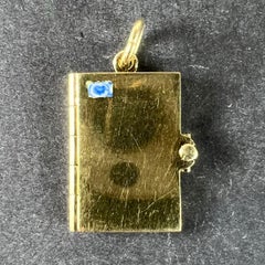 Vintage Envelope and Letter 14K Yellow Gold Enamel Stamp Charm Pendant