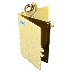 Vintage Envelope and Letter 14K Yellow Gold Enamel Stamp Charm Pendant