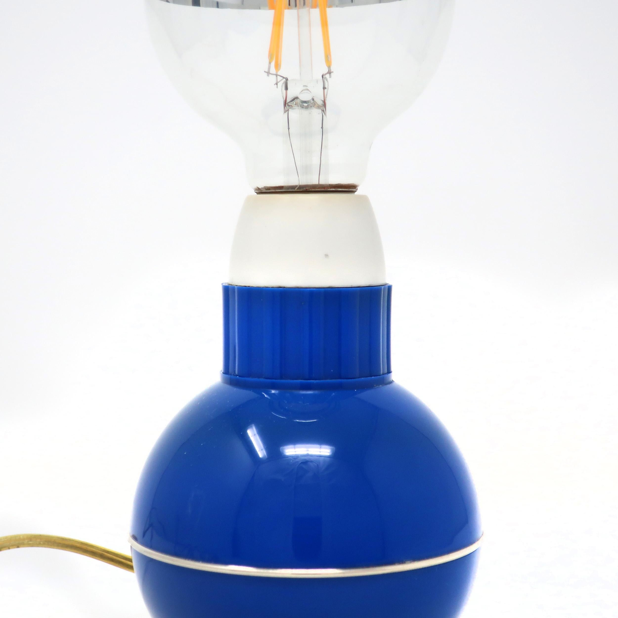 20th Century Vintage Enzo Mari Blue Dumbbell Lamp