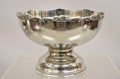 Vintage EP Japan Silver Plated Floral Rose Punch Bowl