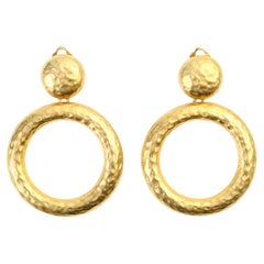 Used EP Matte Gold Hammered Hoops Circa 1980s