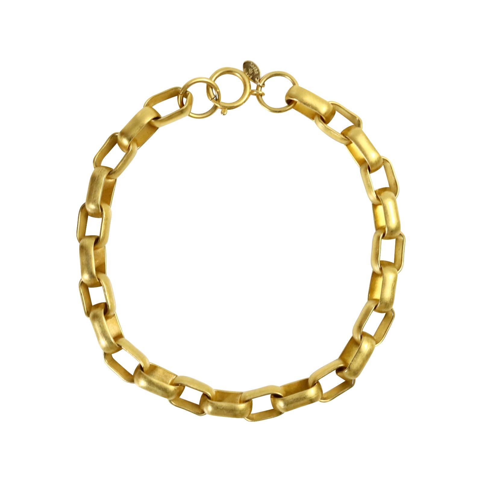 Vintage EP Matte Gold Tone Heavy Link Necklce Circa 1990s In Good Condition For Sale In New York, NY
