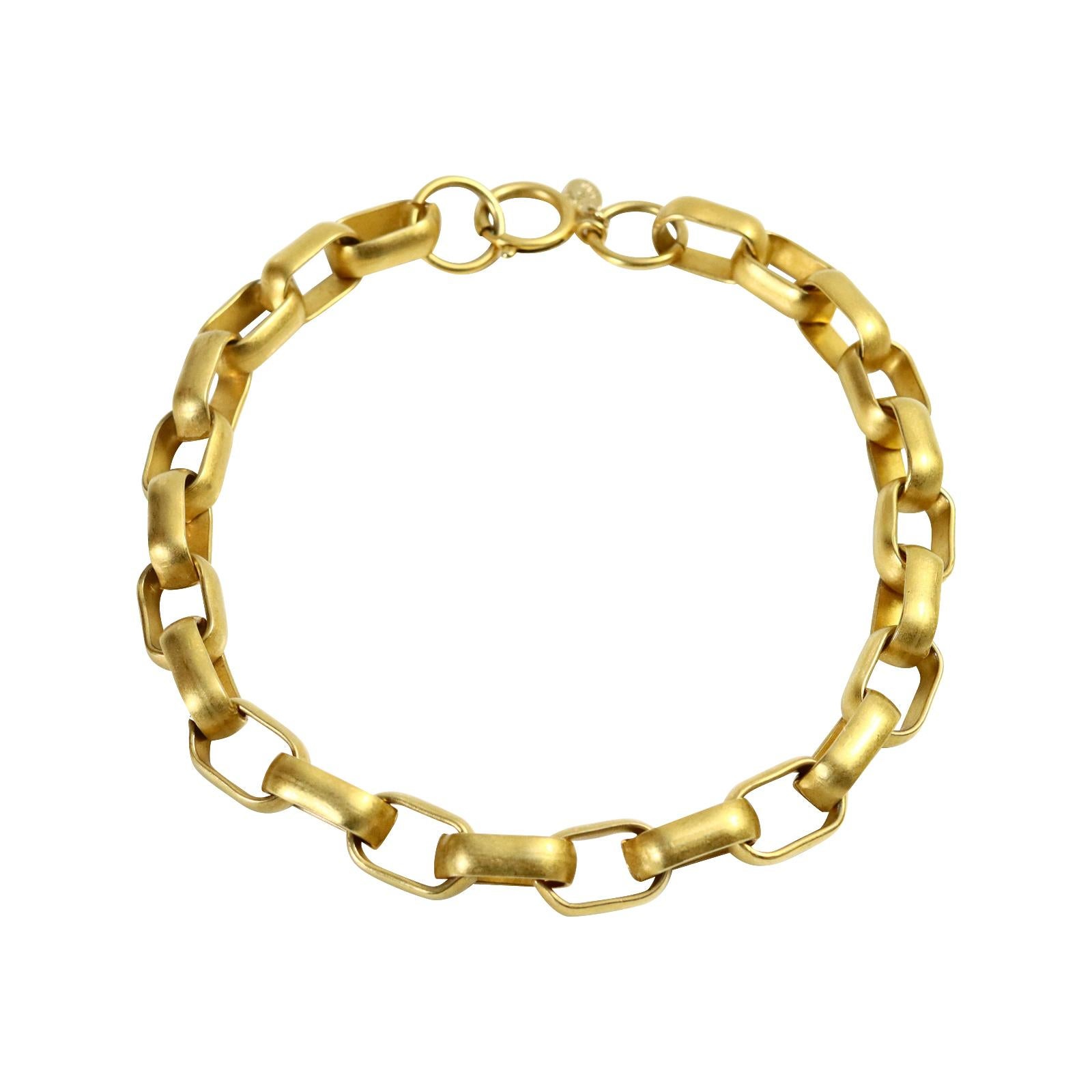 Vintage EP Matte Gold Tone Heavy Link Necklce Circa 1990s In Good Condition For Sale In New York, NY