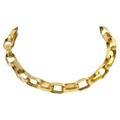 Vintage EP Matte Gold Tone Heavy Link Necklce Circa 1990