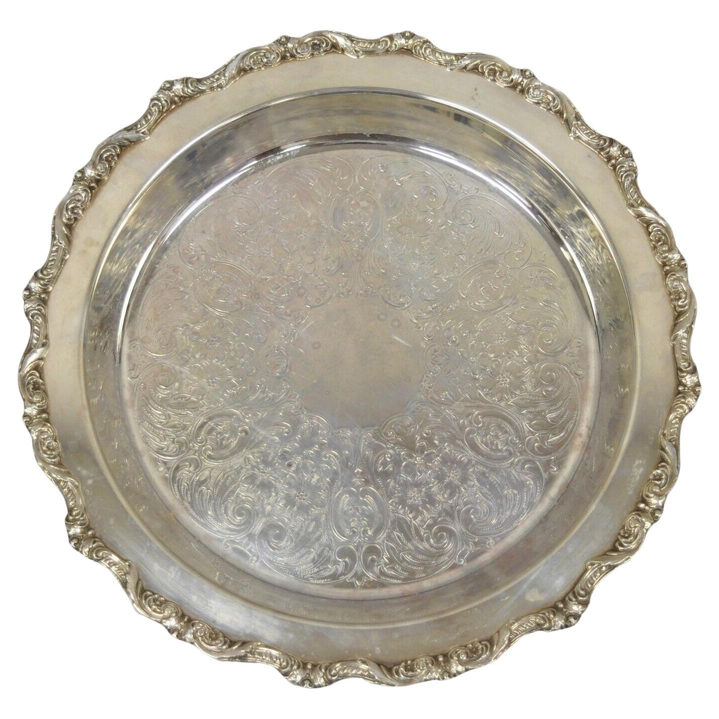 Vintage EPC Old English by Poole Silver Plated 12" Round Tray Platter Dish