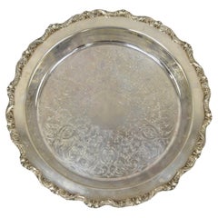 Vintage EPC Old English by Poole Silver Plated 12" Round Tray Platter Dish