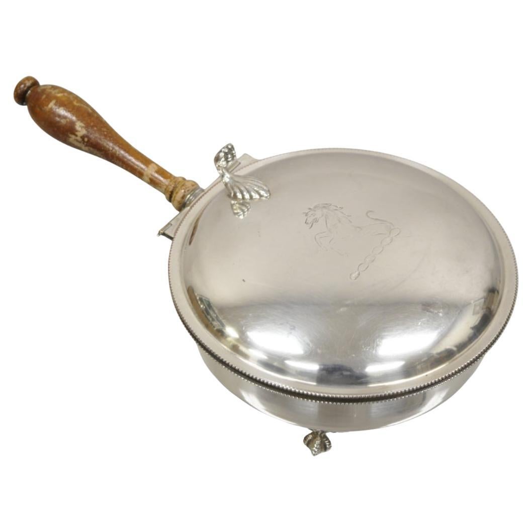 Vintage EPC Sheffield English Victorian Silver Plated Hinged Lid Silent Butler For Sale