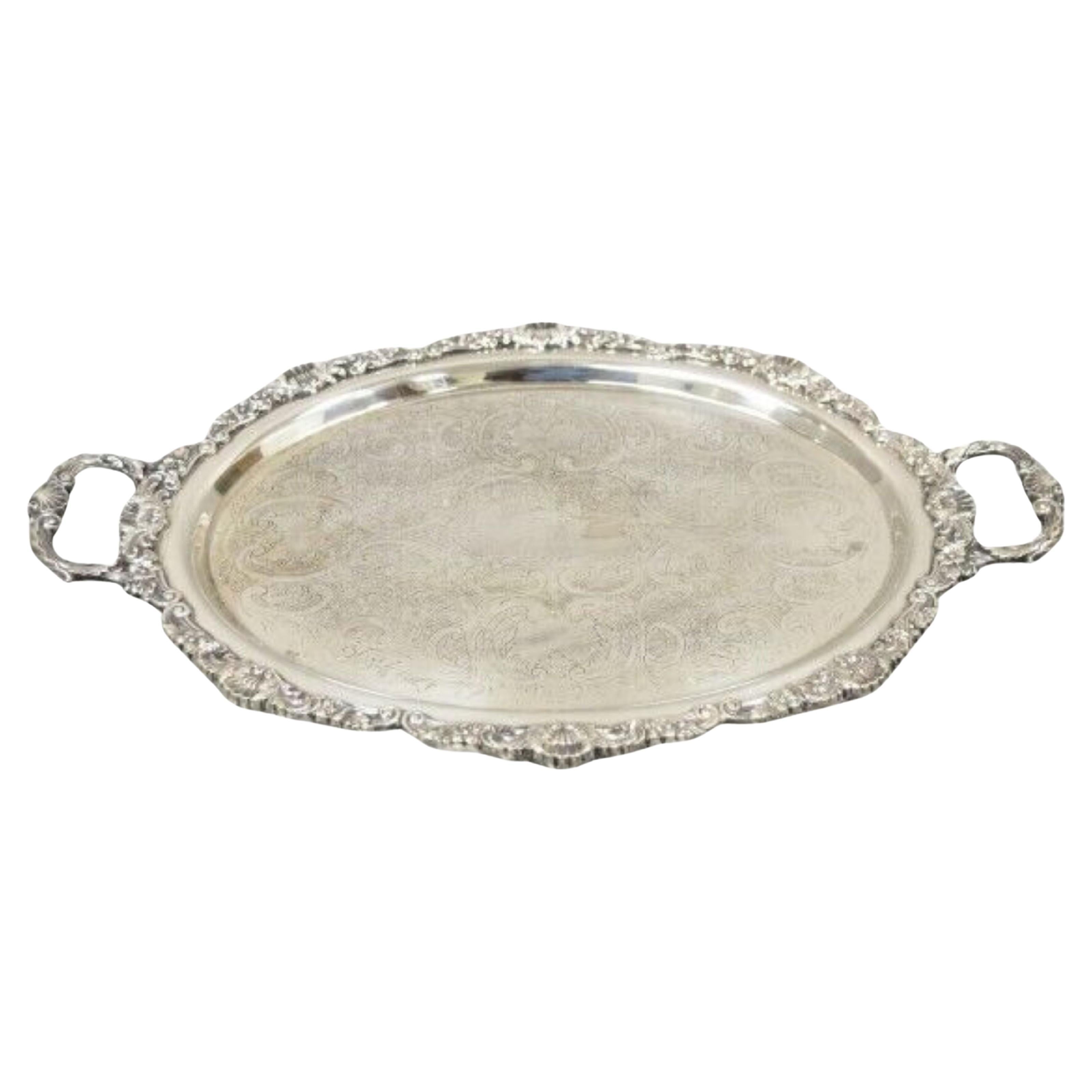 Vintage EPCA Bristol Silver by Poole 73 16 Silver Plated Oval Platter Tray For Sale