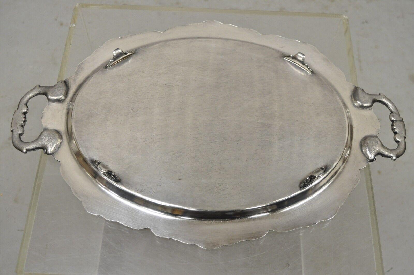 Vintage Epca Bristol Silverplate by Poole Silver Plated Oval Platter Tray In Good Condition In Philadelphia, PA