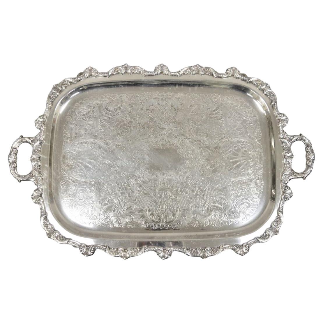 Vintage EPCA Old English by Poole 5032 Silver Plated Ornate Serving Platter Tray