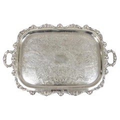 Bandeja de servir ornamentada chapada en plata Vintage EPCA Old English by Poole 5032