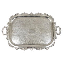 Plateau de service vintage EPCA Old English par Poole 5032 orné d'argent