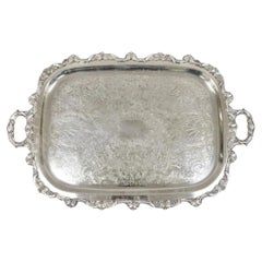 Vintage EPCA Old English by Poole 5032 Vassoio da portata ornato placcato in argento