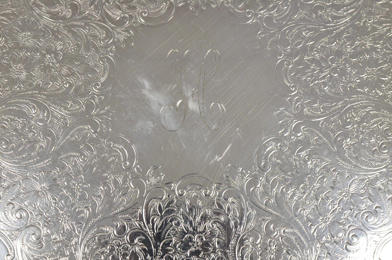 Vintage EPCA Silverplate by Poole 3216 Round Platter Tray - Engraved For Sale 5