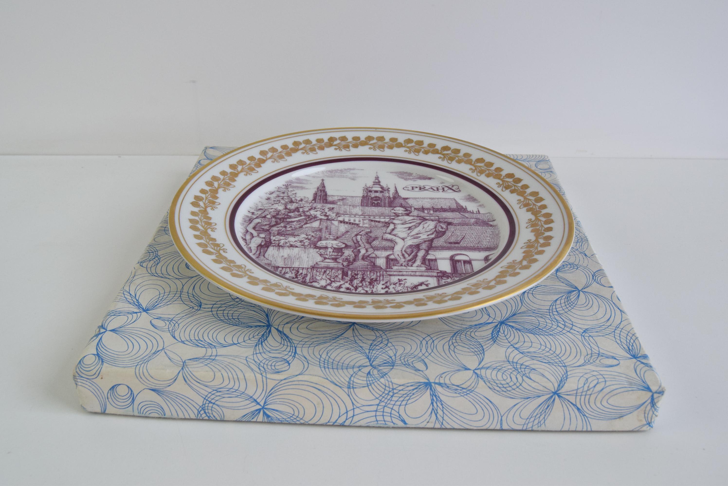 Mid-Century Modern Vintage Epiag Orion Decorative Plate (Prague) motif For Sale