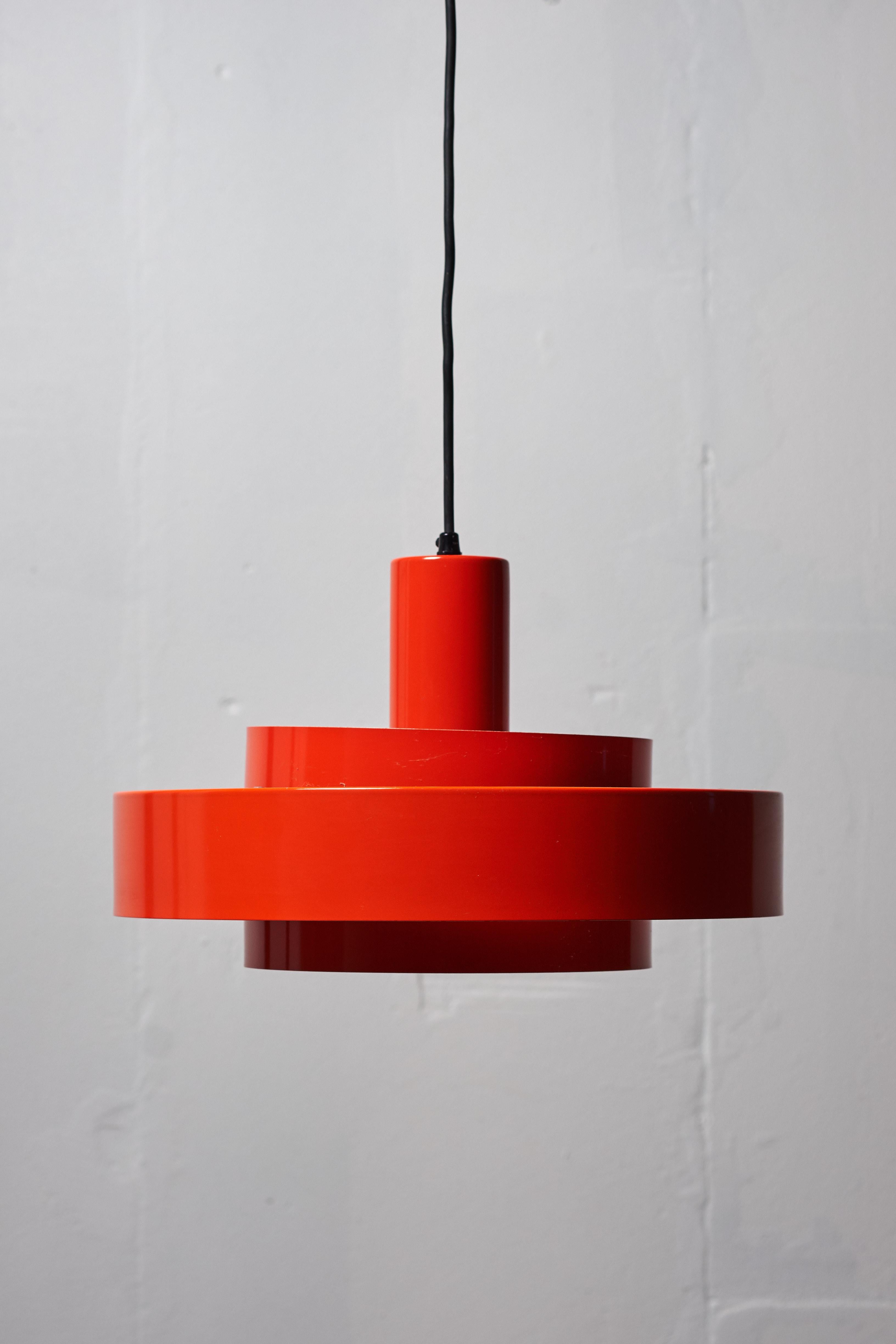 'Equator' model pendant lamp designed by Jo Hammerborg for Fog and Mørup, Denmark. Very nice and timeless lamp that works well over the dining table. The lamp delivers an amazing light.