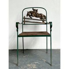 Vintage Equestrian Bronze Leaping Horse Chair