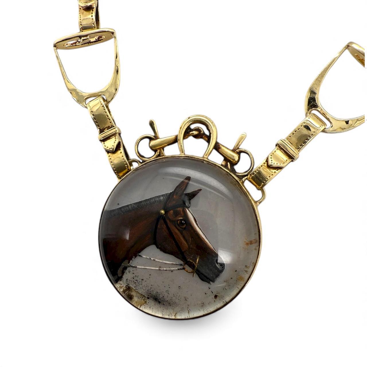 Collana equestre d'epoca in cristallo Essex in oro giallo 14 carati In condizioni buone in vendita a Montgomery, AL