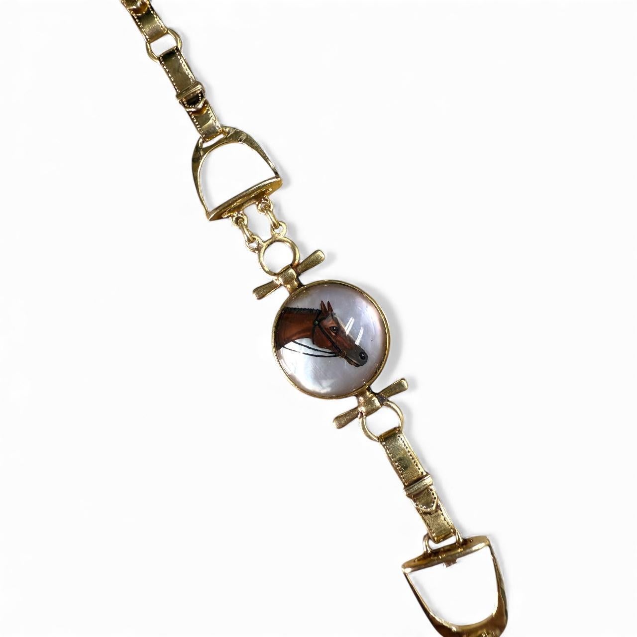 Collana equestre d'epoca in cristallo Essex in oro giallo 14 carati in vendita 2