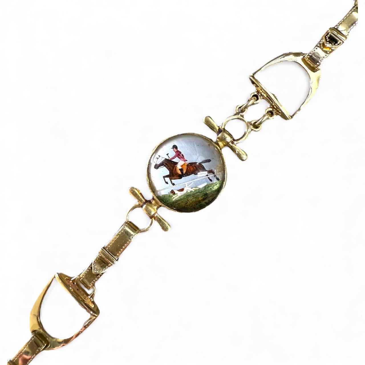 Collana equestre d'epoca in cristallo Essex in oro giallo 14 carati in vendita 3