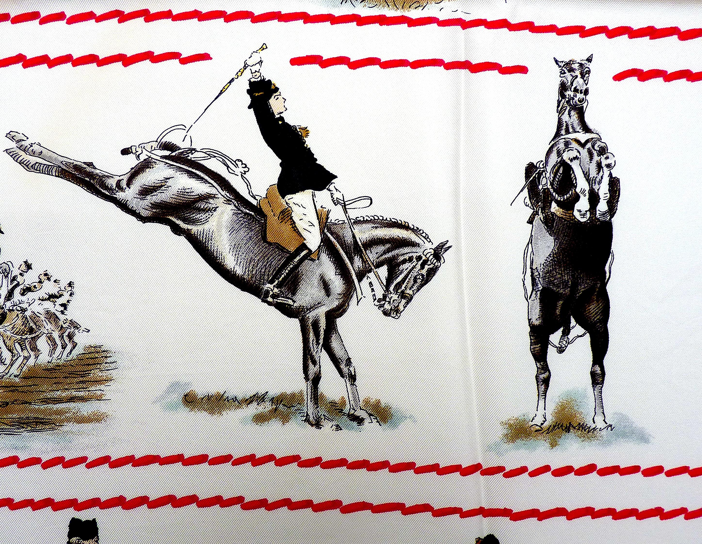 Sciarpa equestre d'epoca Hermes 90 cm 