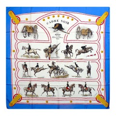 Vintage Equestrian Hermes Scarf 90 cm "Cadre Noir de Saumur" with Box