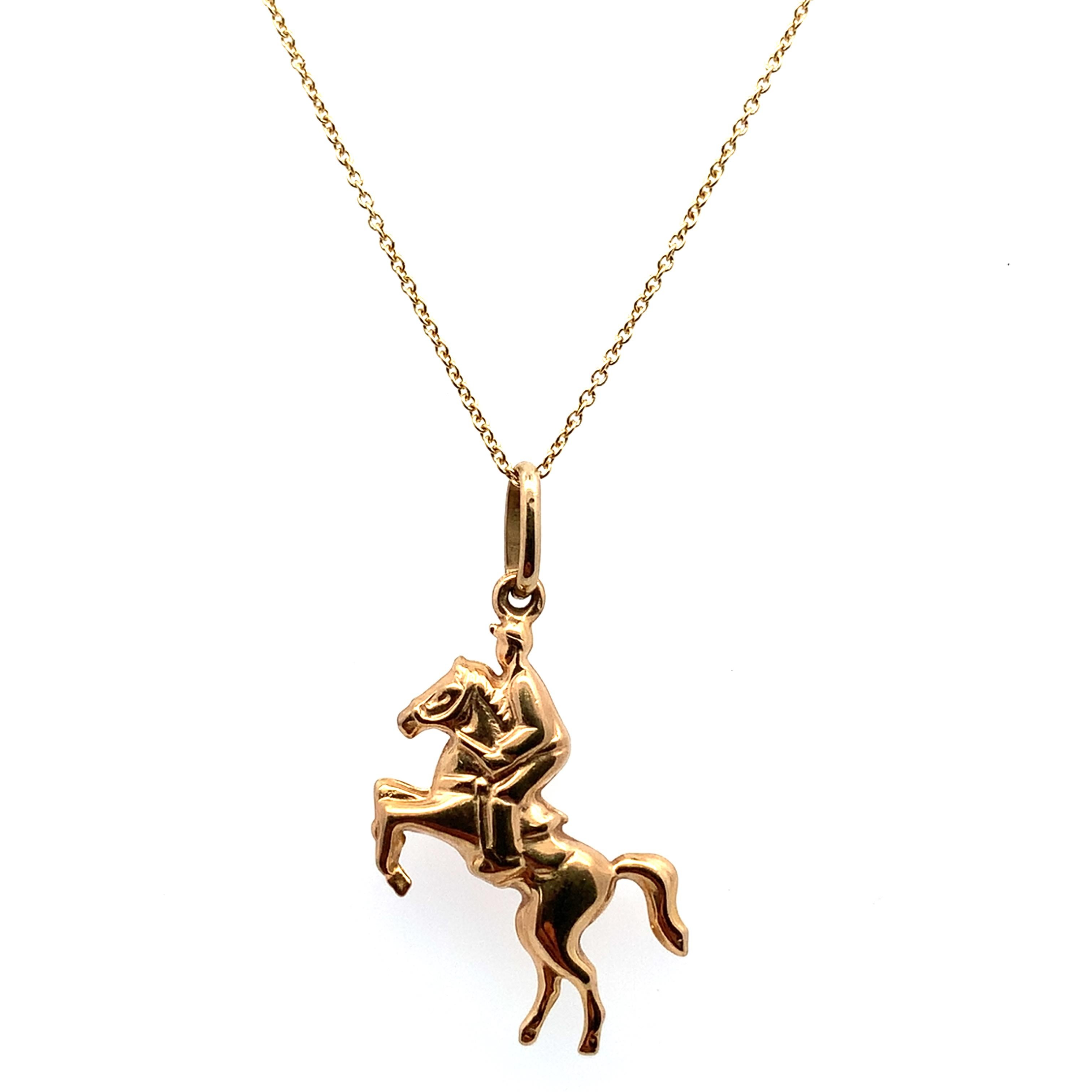 Vintage Pferd Anhänger Halskette Gelbgold im Zustand „Neu“ im Angebot in London, GB
