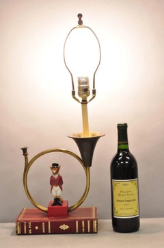 Vintage Equestrian Porcelain Snooty Mr Fox Brass Trumpet on Red Book Table Lamp