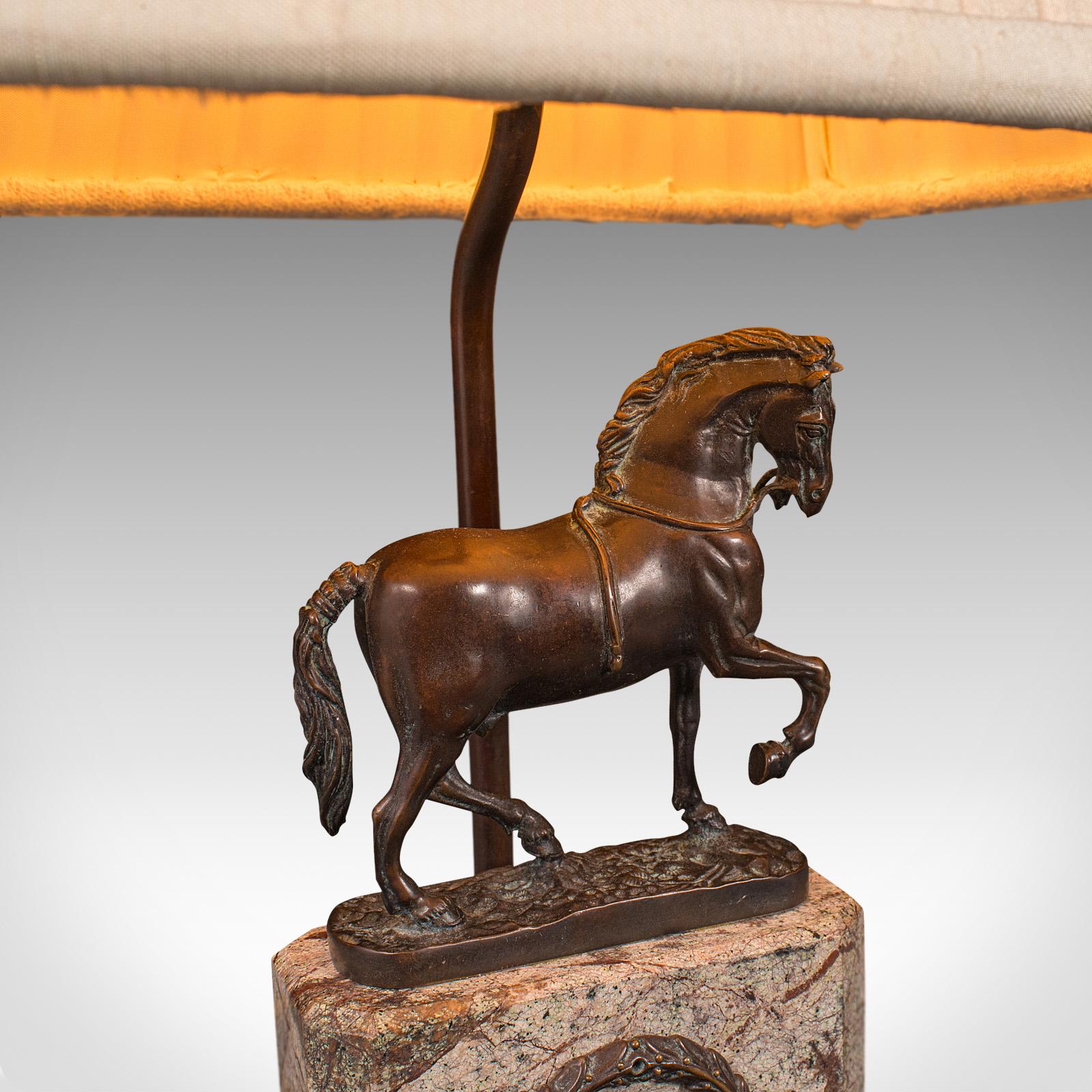 Vintage Equine Table Lamp, English, Bronze Decorative Desk Light, Horse Interest For Sale 1