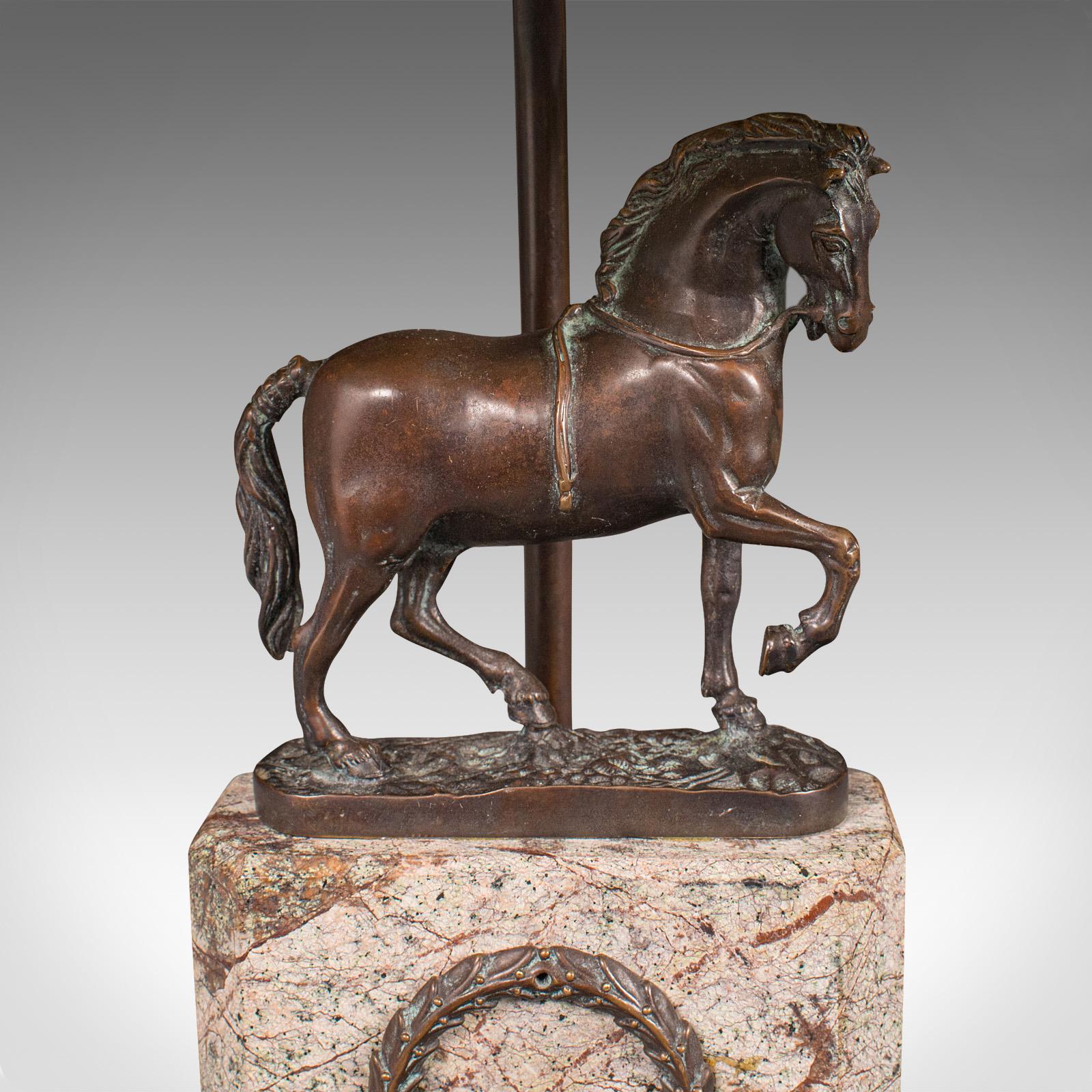 Vintage Equine Table Lamp, English, Bronze Decorative Desk Light, Horse Interest For Sale 2