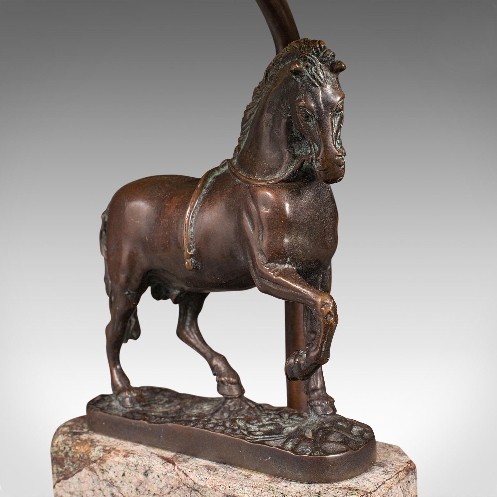 Vintage Equine Table Lamp, English, Bronze Decorative Desk Light, Horse Interest For Sale 3