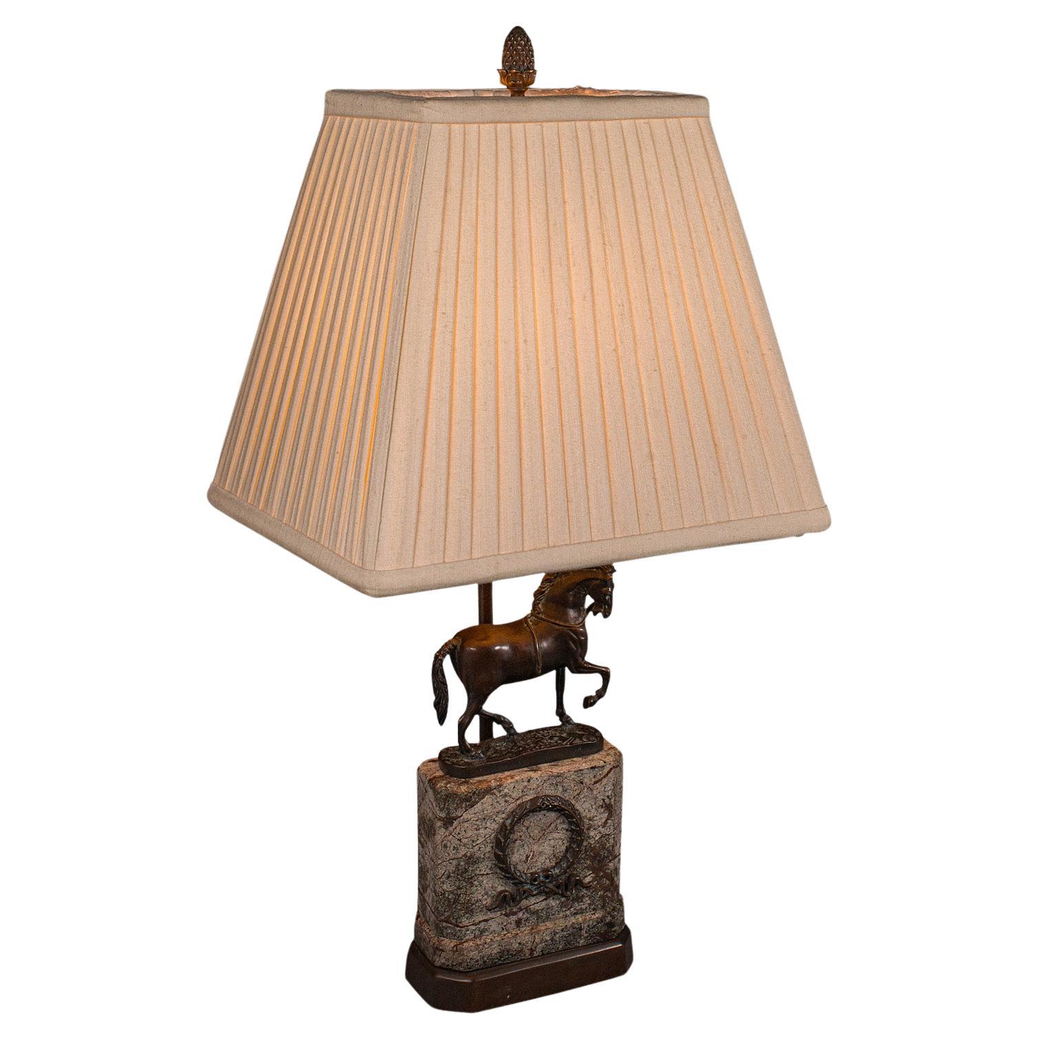 Vintage Equine Table Lamp, English, Bronze Decorative Desk Light, Horse Interest For Sale